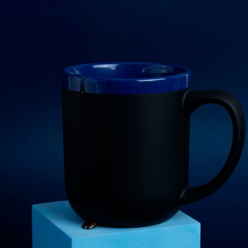 Кружка Barrel, софт-тач, чёрно-синяя