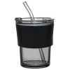 Стакан стеклянный с трубочкой и капхолдером Karamel, черный Стакан стеклянный с трубочкой и капхолдером Karamel, черный