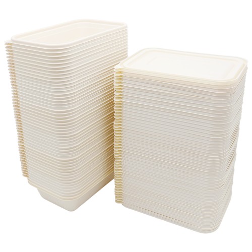 Набор контейнеров с крышкой из кукурузного крахмала, 1000 мл, 50 шт