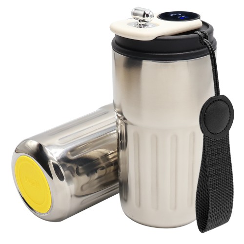 Термокружка Ashly To Go, серебристая/чёрная/жёлтая