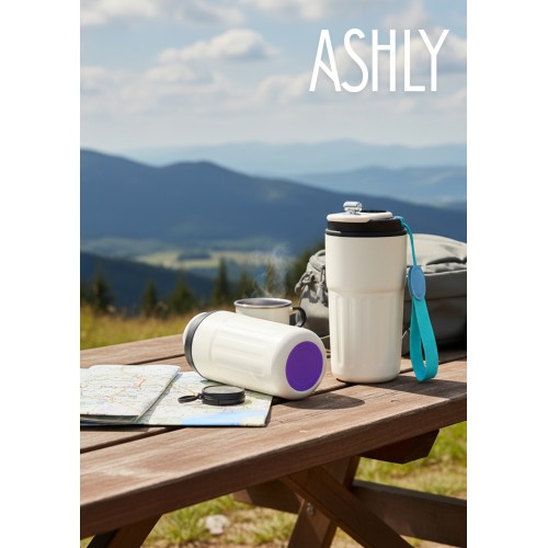 Термокружка Ashly To Go, белая/бирюзовая/фиолетовая