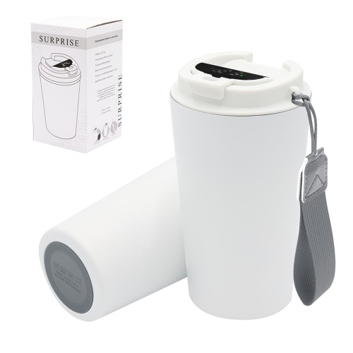 Термокружка Surprise To Go с индикатором, белая/серая