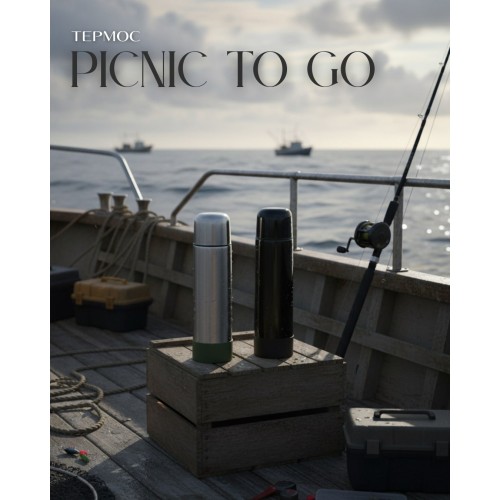 Термос Picnic Silver To Go, серебристый/хаки