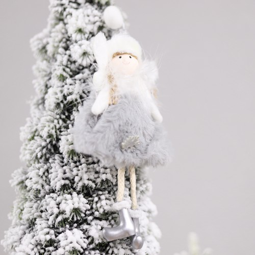 Новогоднее украшение Рождественский ангел, серый