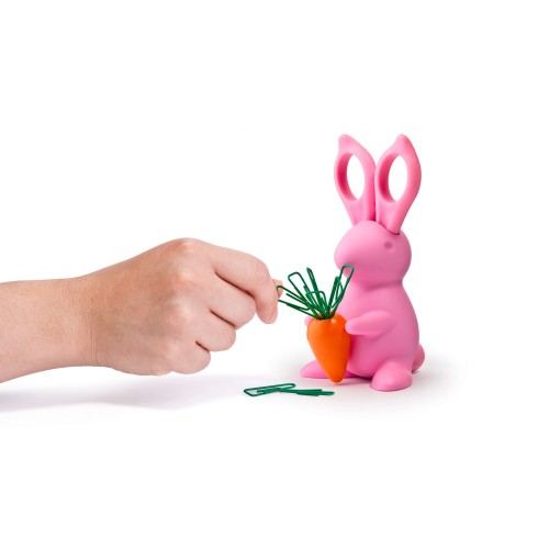 Ножницы и магнит со скрепками Bunny, розовые