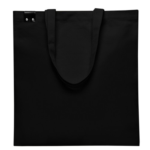 Сумка для покупок IVORY 325 г/м² с PU нашивкой, чёрный/чёрный