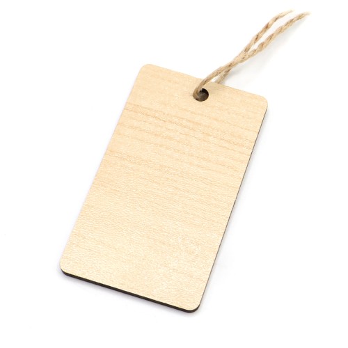 Бирка из ламинированного ХДФ на верёвке, Прямоугольная