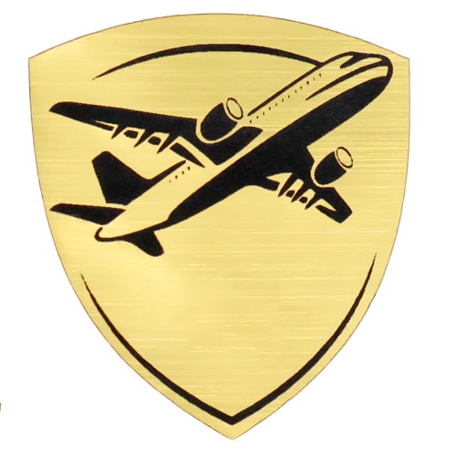 Шильд-наклейка самолет, золото