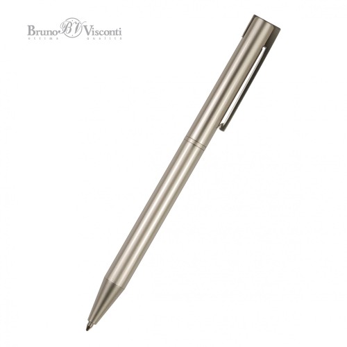 РУЧКА  quot;BERGAMOquot; ШАРИКОВАЯ АВТОМАТИЧЕСКАЯ, МЕТАЛЛИЧЕСКИЙ КОРПУС ШАМПАНЬ 0.7 ММ, СИНЯЯ