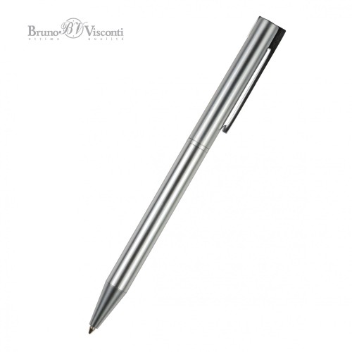 РУЧКА  quot;BERGAMOquot; ШАРИКОВАЯ АВТОМАТИЧЕСКАЯ, МЕТАЛЛИЧЕСКИЙ КОРПУС СЕРЕБРЯНЫЙ 0.7 ММ, СИНЯЯ