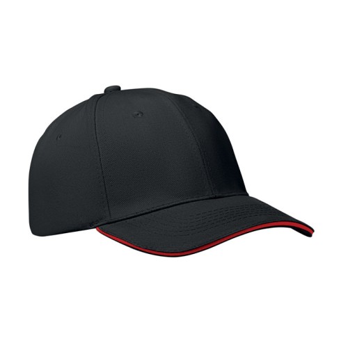 6 panel baseball cap, черный/красный, MO1464