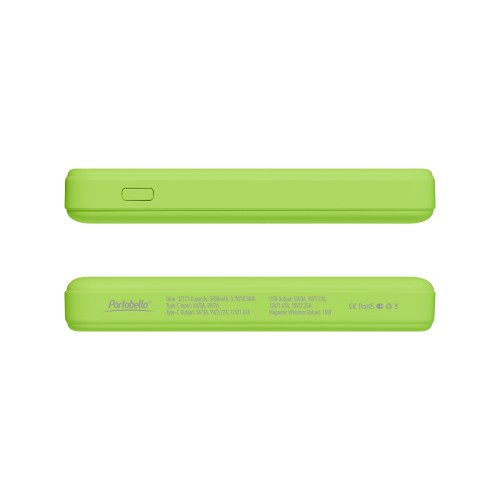 Внешний аккумулятор Ларго PD (Largo PD) 5000mAh с функцией беспроводной зарядки 15W, салатовый