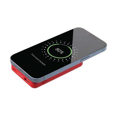 Внешний аккумулятор Ларго PD (Largo PD) 5000mAh с функцией беспроводной зарядки 15W, красный