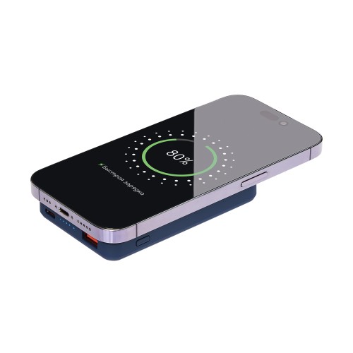 Внешний аккумулятор Ларго PD (Largo PD) 5000mAh с функцией беспроводной зарядки 15W, синий