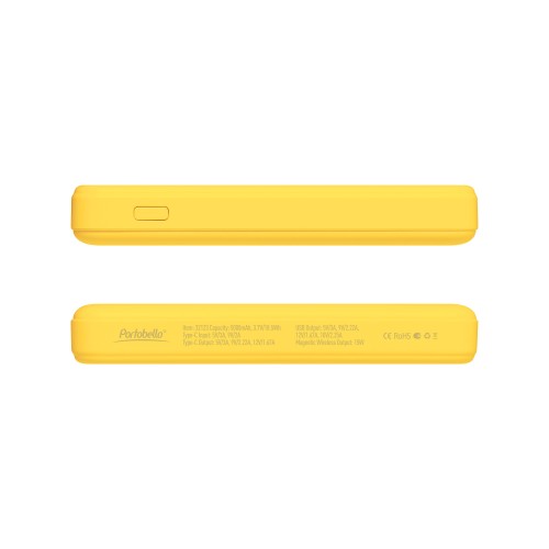 Внешний аккумулятор Ларго PD (Largo PD) 5000mAh с функцией беспроводной зарядки 15W, желтый