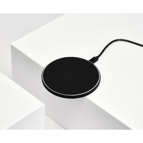 Беспроводное зарядное устройство с подсветкой 15W Аурис (Auris), черное