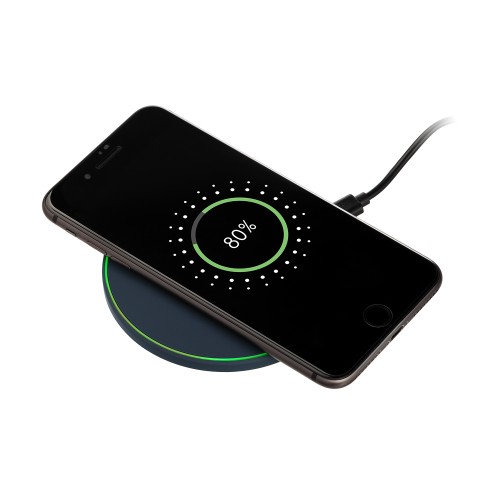 Беспроводное зарядное устройство с подсветкой 15W Аурис (Auris), синее