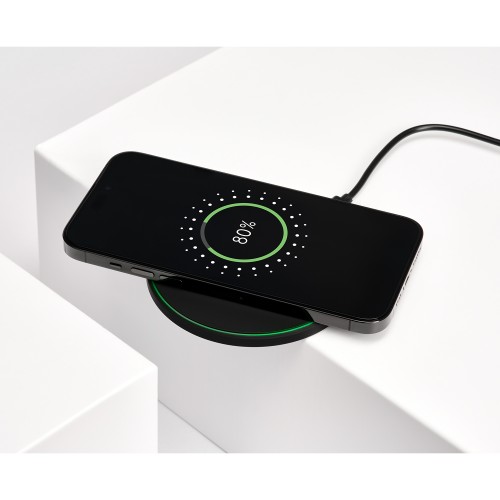 Беспроводное зарядное устройство с подсветкой 15W Аурис (Auris), черное