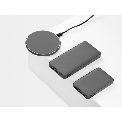 Беспроводное зарядное устройство с подсветкой 15W Аурис (Auris), серое