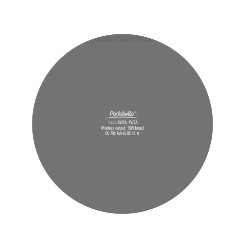 Беспроводное зарядное устройство с подсветкой 15W Auris, серое