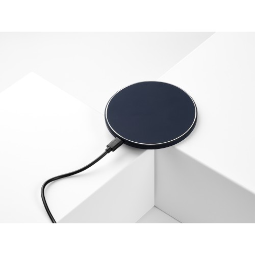 Беспроводное зарядное устройство с подсветкой 15W Аурис (Auris), синее