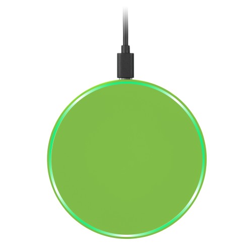 Беспроводное зарядное устройство с подсветкой 15W Аурис (Auris), салатовое