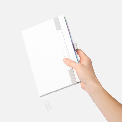 Ежедневник Galaxy недатированный, жесткая обложка, срез голограф. фольга, белый