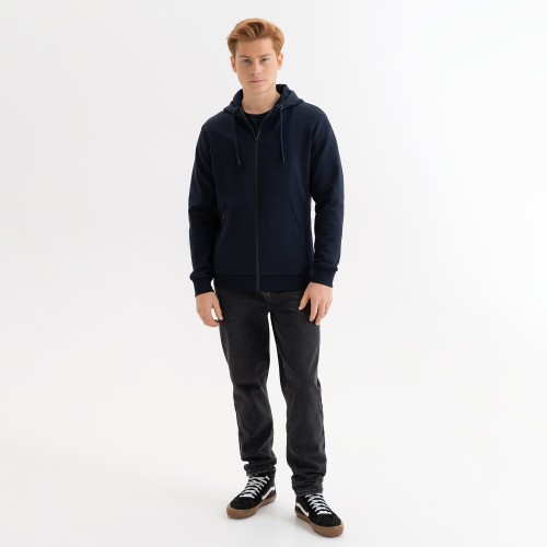 Толстовка на молнии с капюшоном MATEO темно-синяя, размер S/M