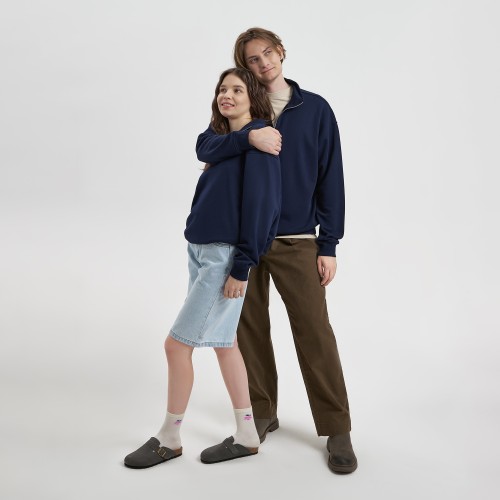 Толстовка на молнии унисекс Флоу (Flow), темно-синяя