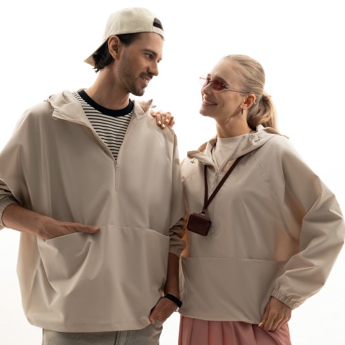 Ветровка (анорак) оверсайз унисекс Риссман (Rissman), бежевая