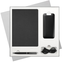 Подарочный набор Мун Ривер (Moon river), черный (ежедневник, ручка, аккумулятор)