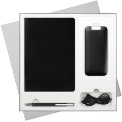 Подарочный набор Ривер Сайд (River side), черный (ежедневник, ручка, аккумулятор)