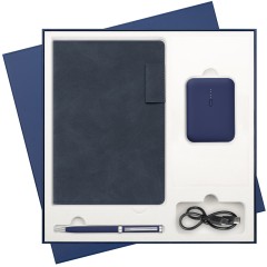 Подарочный набор Теоло (Teolo), синий (ежедневник, ручка, аккумулятор)
