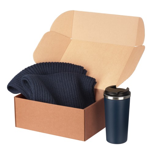 Подарочный набор Форгес (Forges), синий (шарф, термокружка)