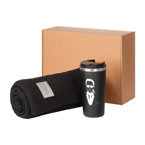 Подарочный набор Палермо, Селла (Palermo, Cella), черный (плед, термокружка)