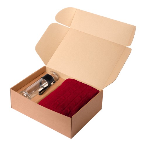 Подарочный набор Терсо (Terso), Фадо (Fado), красный (плед, термобутылка)