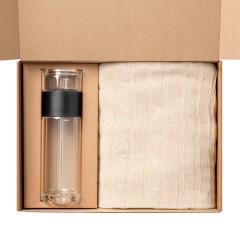 Подарочный набор Терсо (Terso), Фадо (Fado), бежевый (плед, термобутылка)