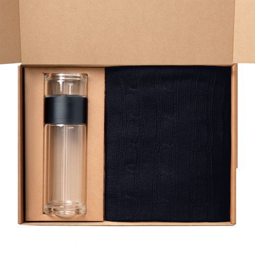 Подарочный набор Терсо (Terso), Фадо (Fado), синий (плед, термобутылка)