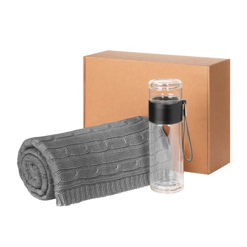 Подарочный набор Терсо (Terso), Фадо (Fado), серый (плед, термобутылка)