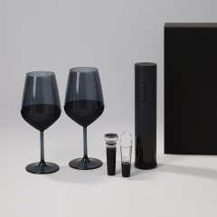 Подарочный набор 2 бокала для вина Блэк Эдишн (Black Edition) + набор для вина Сакраменто (Sacramento) в черной коробке