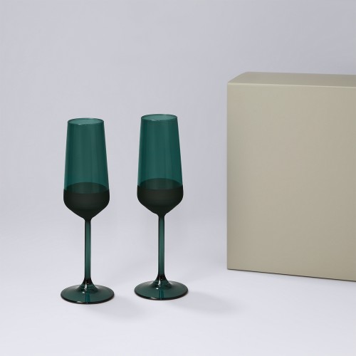 Подарочный набор 2 бокала для шампанского Эмеральд (Emerald) в серой коробке