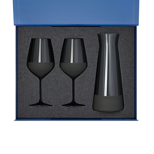 Подарочный набор декантер + 2 бокала для вина Блэк Эдишн (Black Edition) в синей коробке