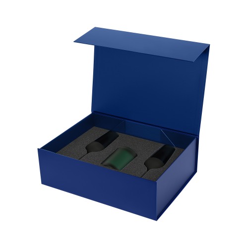 Подарочный набор свеча Энигма (Enigma) + 2 бокала для шампанского Эмеральд (Emerald) в синей коробке