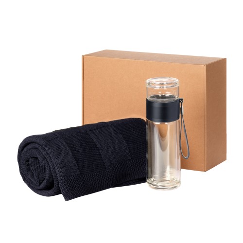 Подарочный набор Терсо (Terso), Селла (Cella), синий (плед, термобутылка)