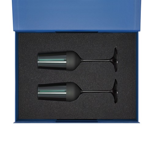 Подарочный набор 2 бокала для шампанского Эмеральд (Emerald) в синей коробке