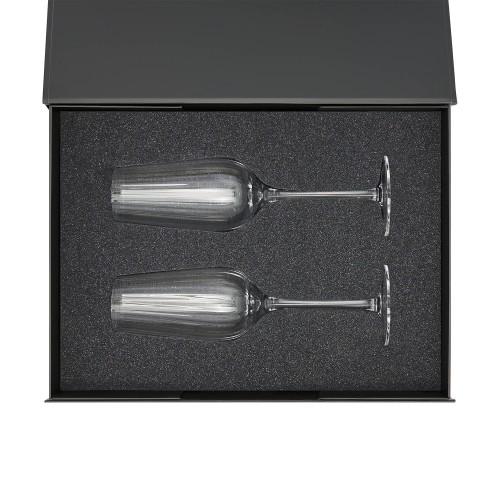 Подарочный набор 2 бокала для шампанского Бланш (Blanche) в черной коробке