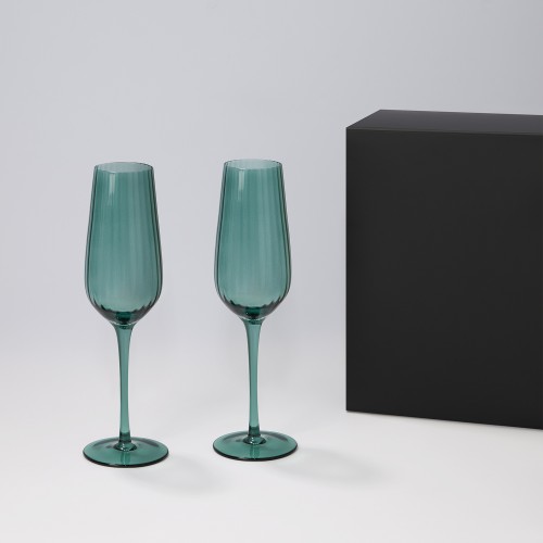 Подарочный набор 2 бокала для шампанского Капри (Capri) в черной коробке