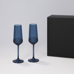 Подарочный набор 2 бокала для шампанского Сапфир (Sapphire) в черной коробке