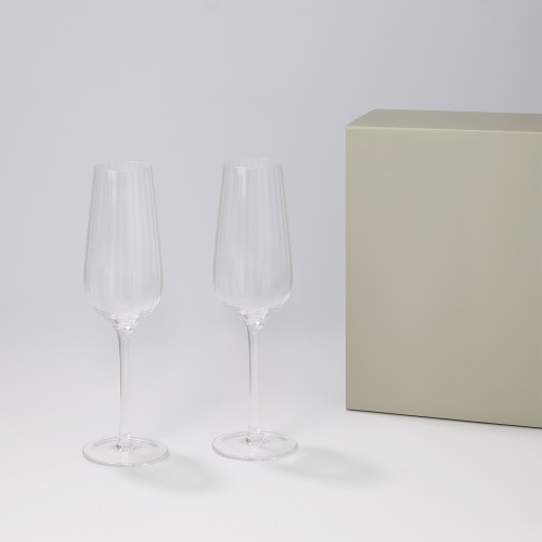 Подарочный набор 2 бокала для шампанского Бланш (Blanche) в серой коробке