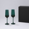 Подарочный набор 2 бокала для шампанского Эмеральд (Emerald) в черной коробке